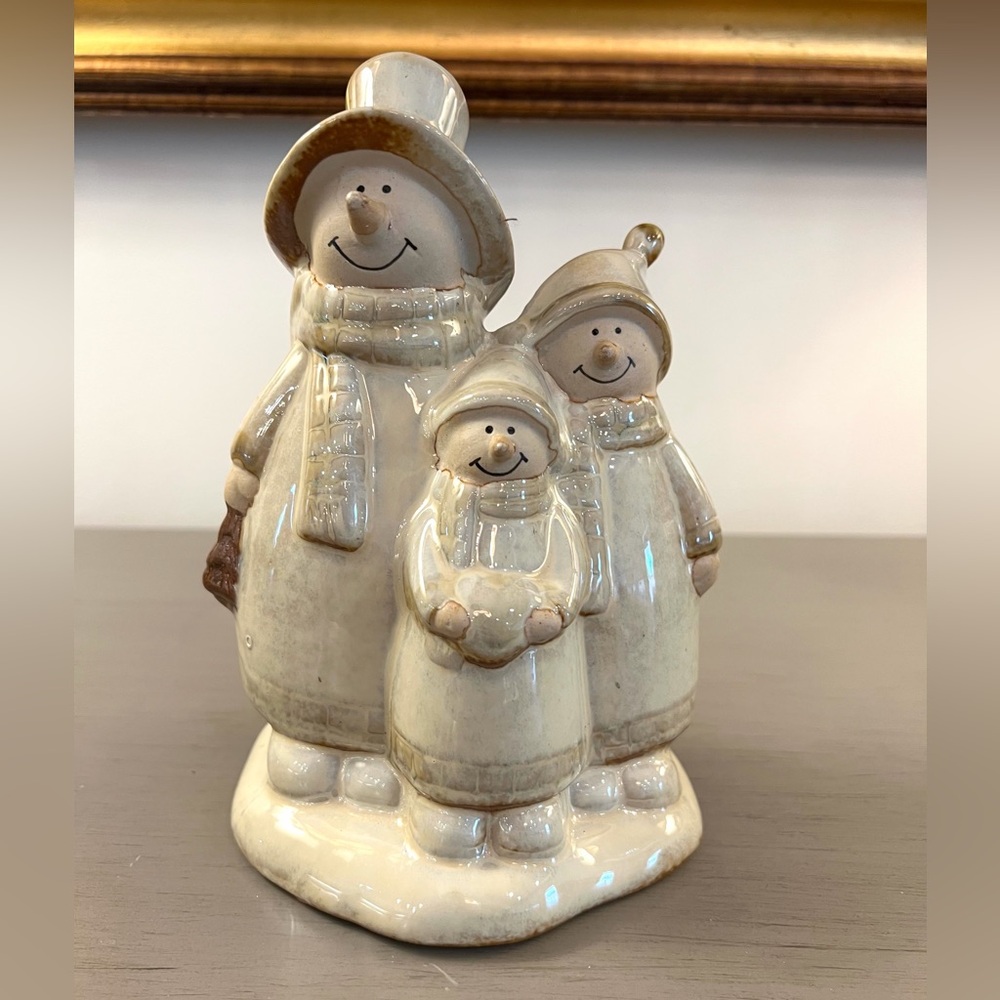 TII Ceramic Christmas Snowman Family Figurine Holiday Vintage Mom Dad Child